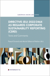 Couverture du livre : Directive (EU) 2022/2464 as regards Corporate Sustainability Reporting (CSRD) – 9781839705663 - sur www.promoculture.lu