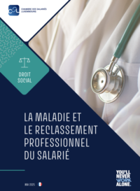 Couverture du livre : La maladie et le reclassemenr professionnel du salarié – 9782919888610 - sur www.promoculture.lu