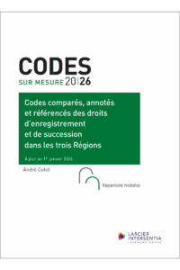 Couverture du livre : Codes comparés, annotés et référencés des droits d’enregistrement et de succession dans les trois Régions 2026 – 9782807952720 - sur www.promoculture.lu